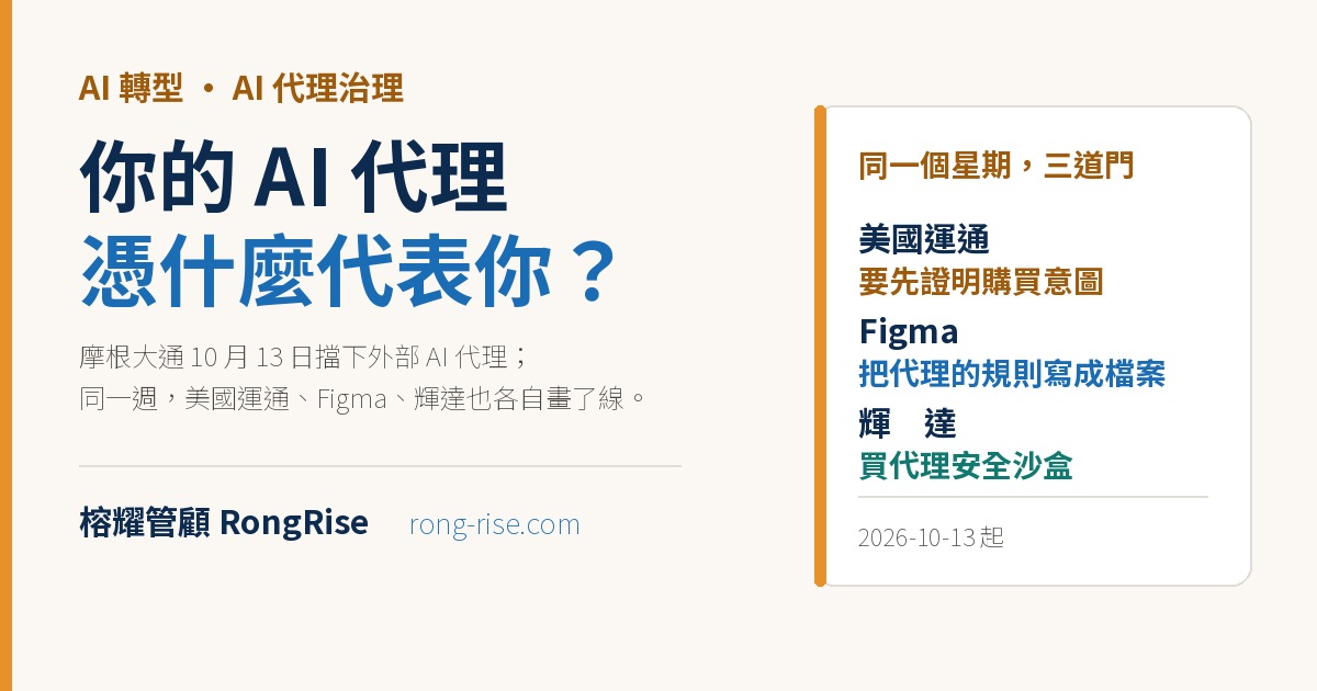 連摩根大通都不讓它進門:你的 AI 代理,憑什麼代表你?