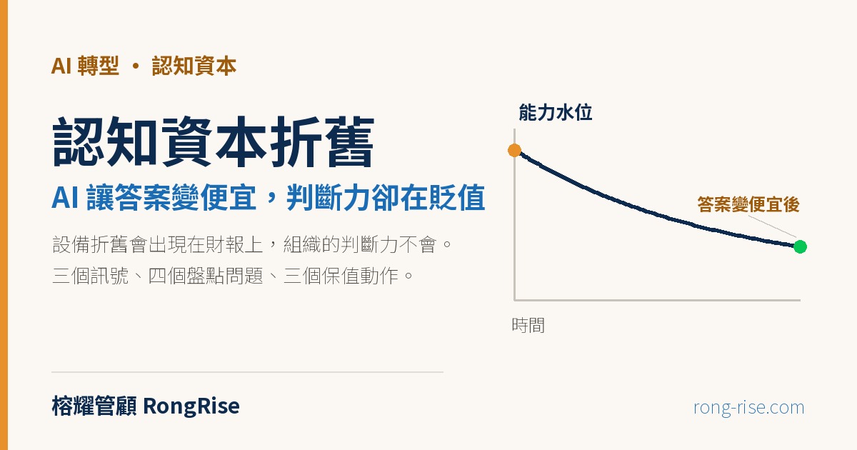 認知資本折舊:AI 讓答案變便宜,為什麼公司的判斷力反而在貶值